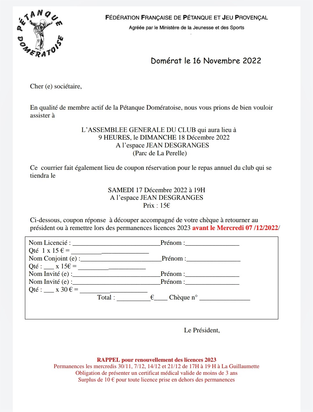 Informations club