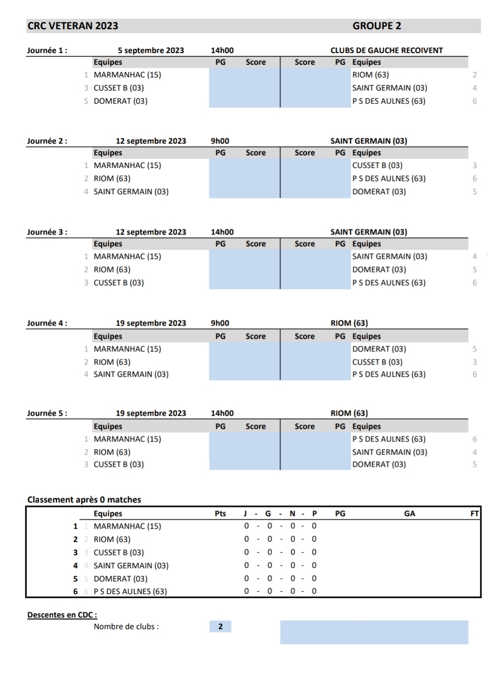 CALENDRIER CRC VETERANS 2023