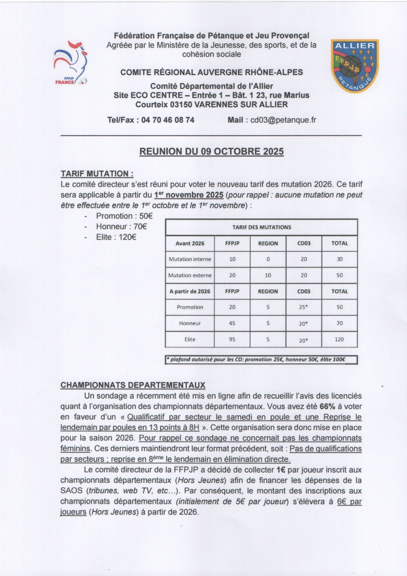 Informations CDA Informations CDA