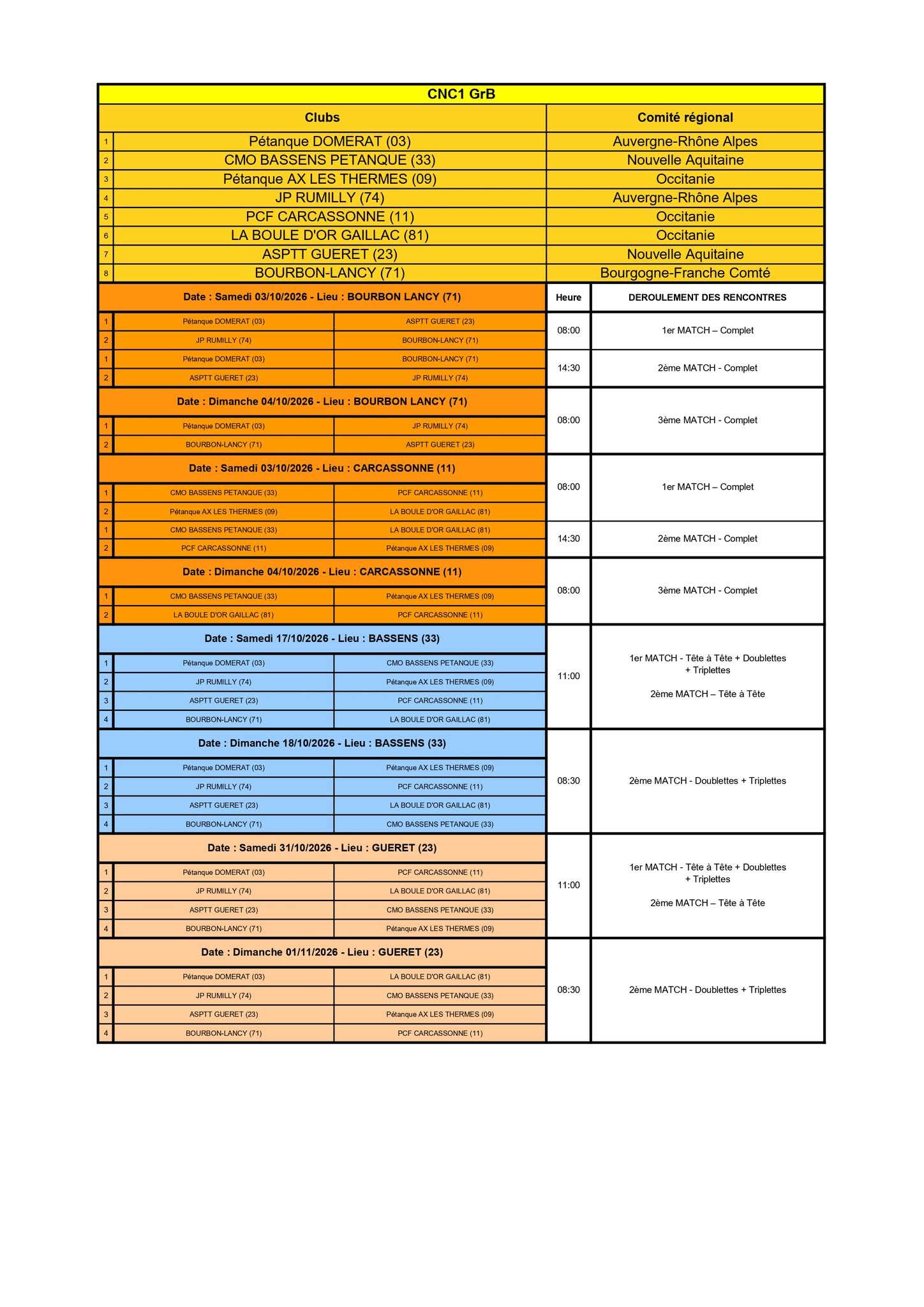 Calendrier CNC1 Calendrier CNC1