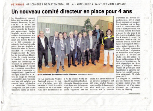 Compte rendu de la réunion du congrés départemental