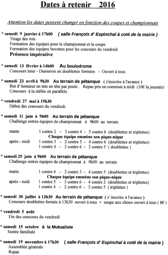 Manifestations de l 'Année 2016