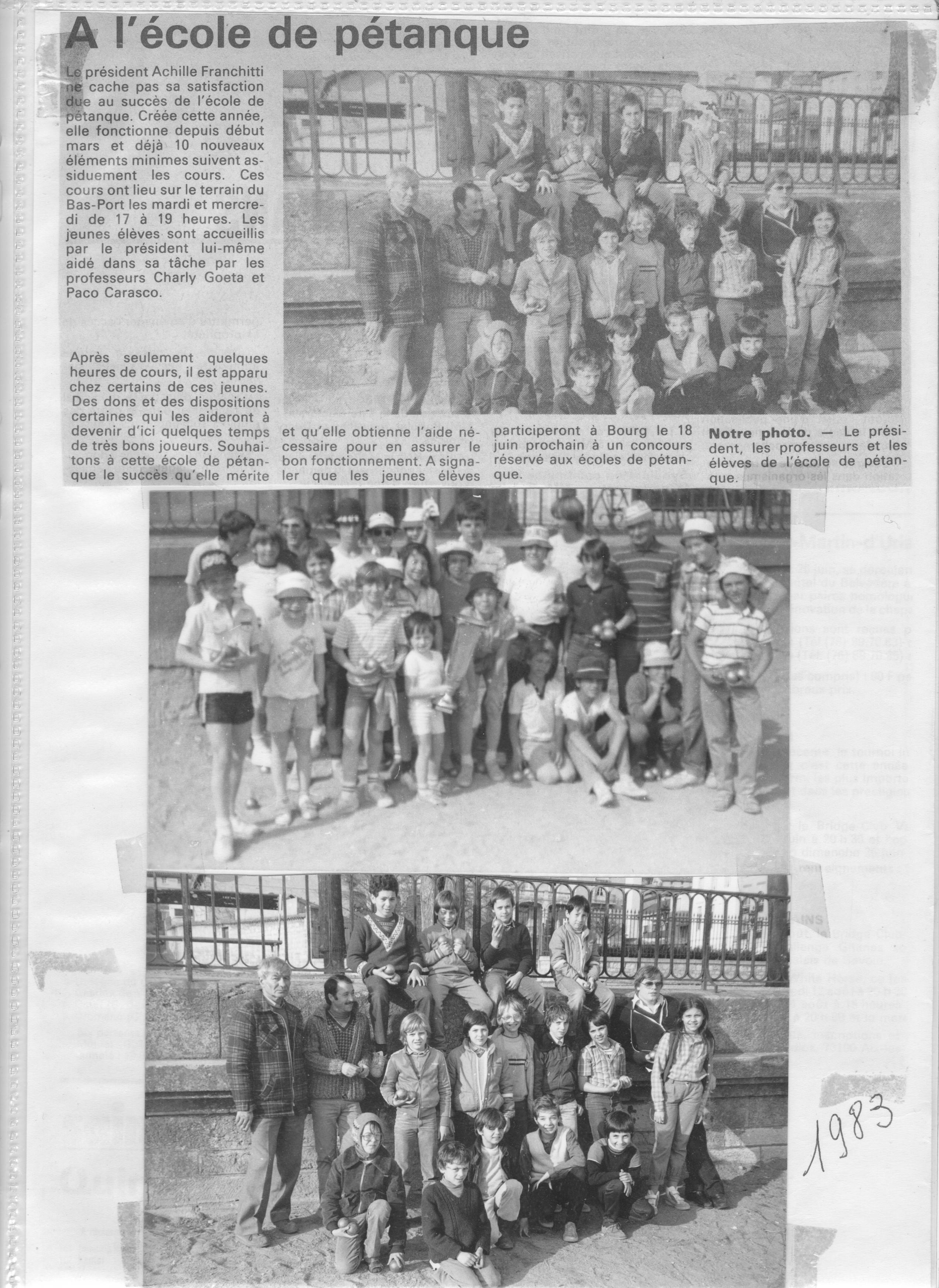 1983 Ecole de pétanque Trévoux.