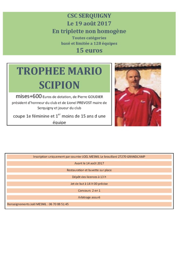 Samedi 19 Aout : Trophée Mario Scipion