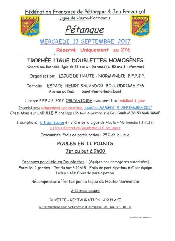Trophée Ligue Doublette +55 ans Trophée Ligue Doublette +55 ans