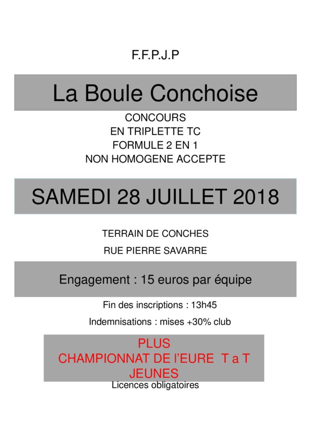 Concours le 28 Juillet à Conches