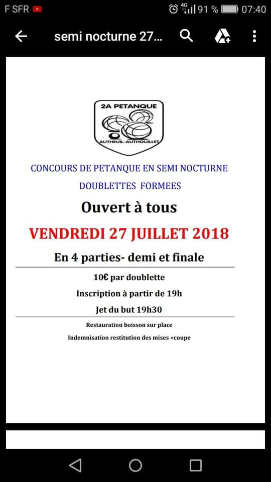 Concours nocturne le 27 juillet Concours nocturne le 27 juillet