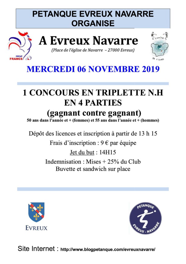 Concours +55 ans Navarre le 6 Novembre
