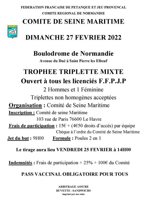 Concours X3 Mixte le 27 février Concours X3 Mixte le 27 février