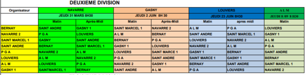 Calendrier CDC Open 2022
