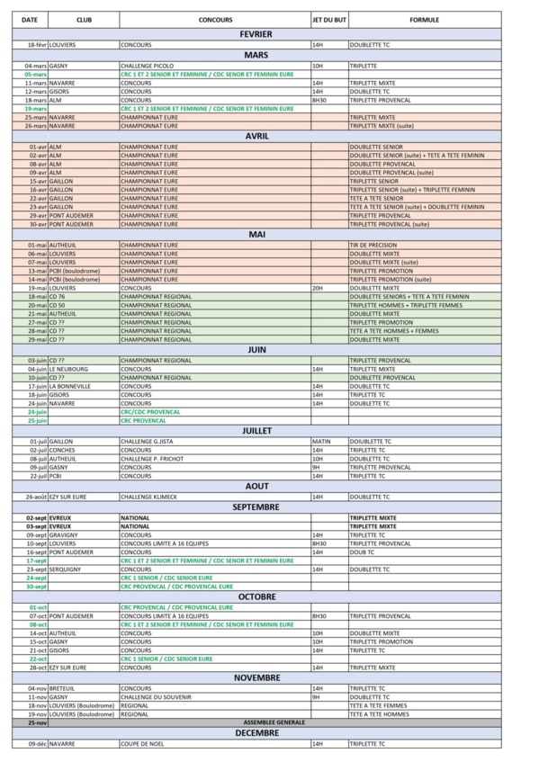 calendrier senior 2023