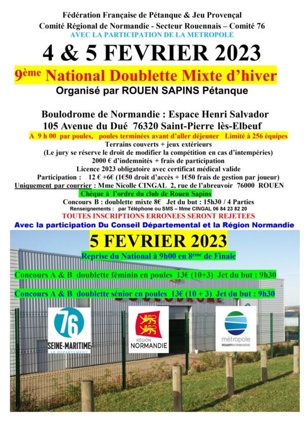 National doublette Mixte 4 et 5 fevrier