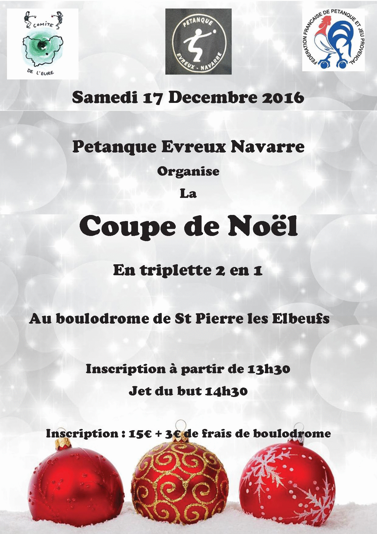 COUPE DE NOEL CE SAMEDI 15 A ST PIERRE LES ELBEUF COUPE DE NOEL CE SAMEDI 15 A ST PIERRE LES ELBEUF