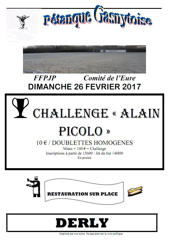 Challenge PICOLO  dimanche 26 février à Gasny