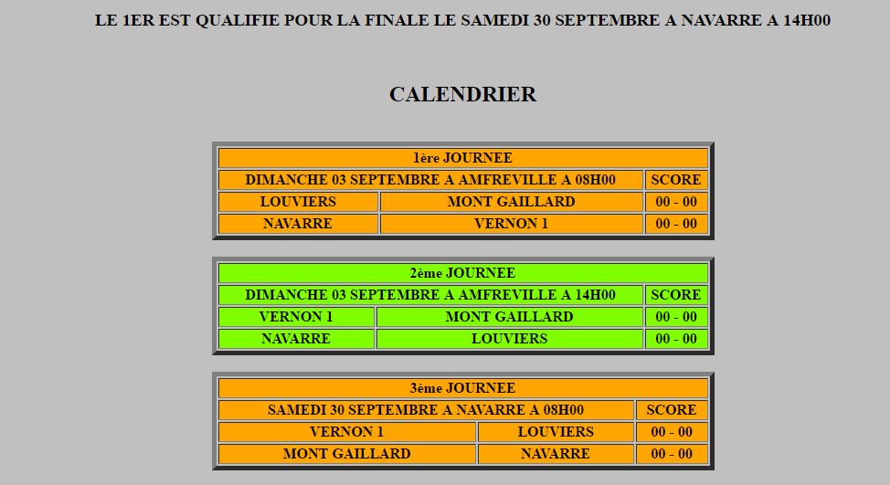 Poule du championnat des clubs de Haute Normandie  Jeu Provençal Poule du championnat des clubs de Haute Normandie  Jeu Provençal