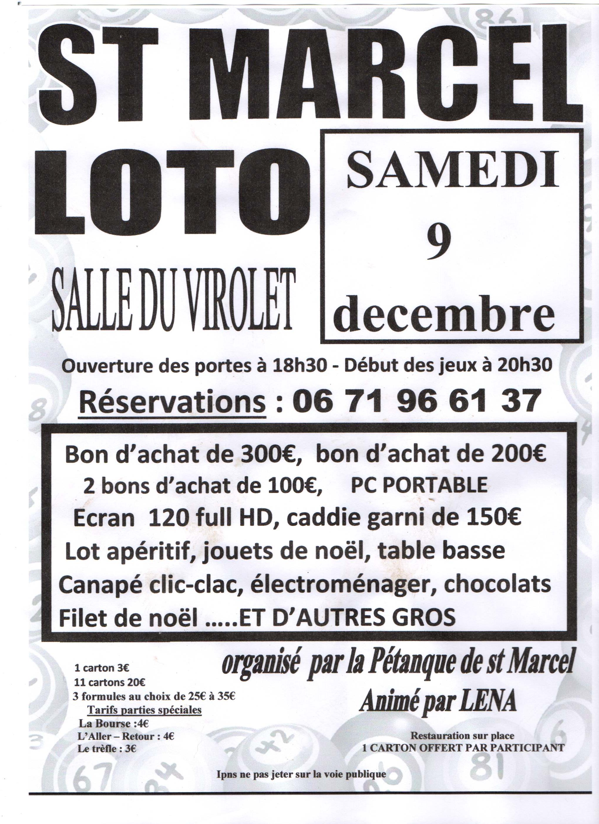 Loto chez nos amis de Saint MArcel Loto chez nos amis de Saint MArcel