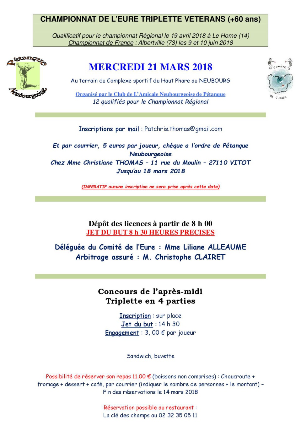 Championnat de l'Eure X 3 Vétérans