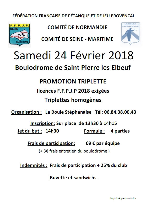 Concours  X 3 promotion  à St pierre les elbeuf