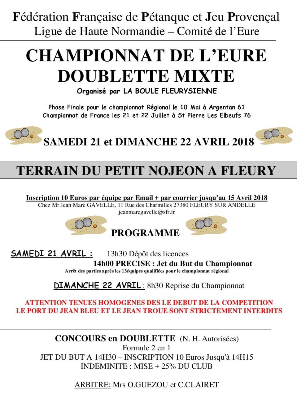 Championnat de l'Eure x2  Mixte