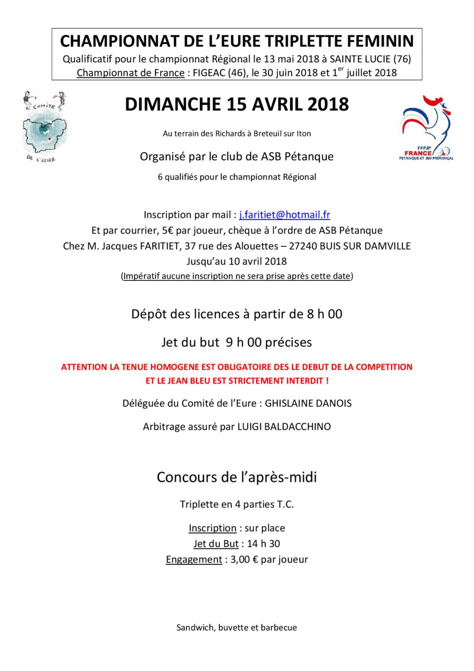 Championnat de L'Eure x 3 Féminin  ce week-end à Breteuil