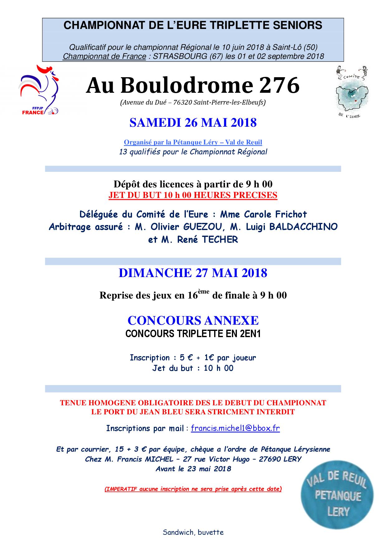 Championnat de l'Eure triplette Championnat de l'Eure triplette