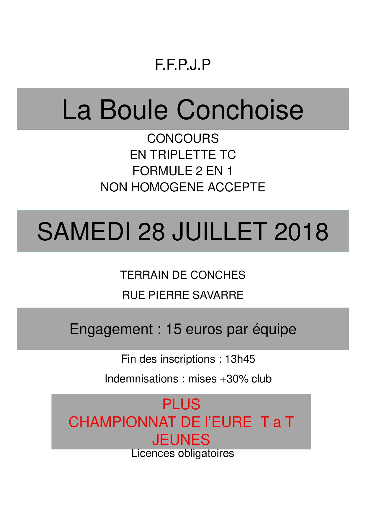 Concours le 28 Juillet à Conches Concours le 28 Juillet à Conches