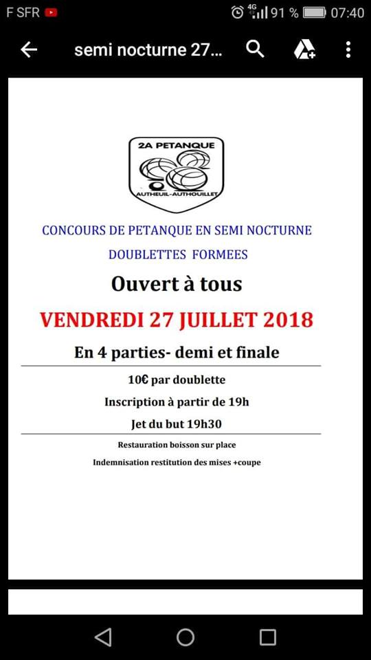 Concours nocturne le 27 juillet