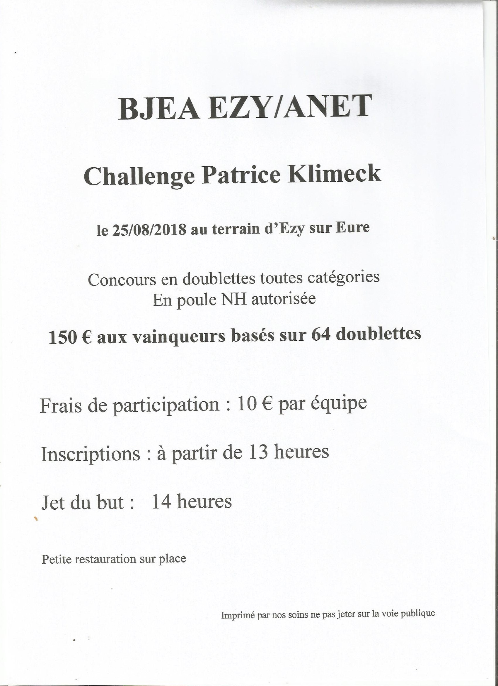 Challenge Patrice Klimeck à Ezy Sur Eure Challenge Patrice Klimeck à Ezy Sur Eure
