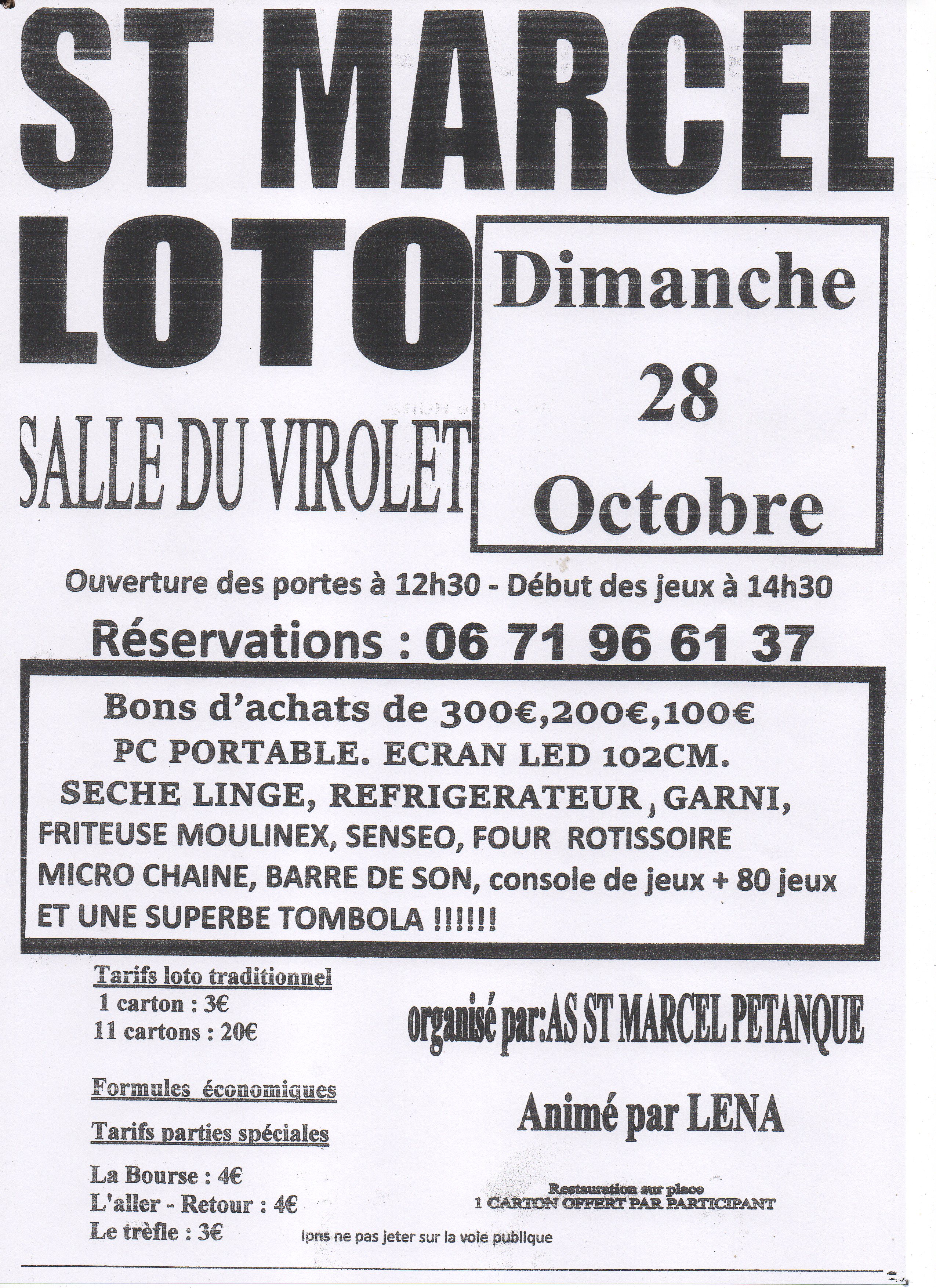 loto de nos amis de St Marcel loto de nos amis de St Marcel