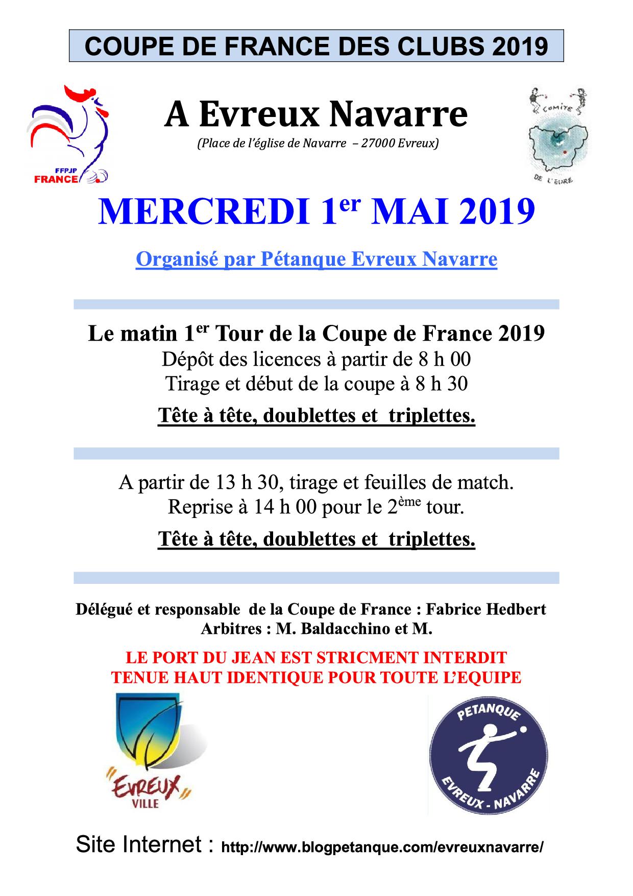COUPE DE FRANCE DES CLUBS 2019  1er et 2em Tour à NAVARRE