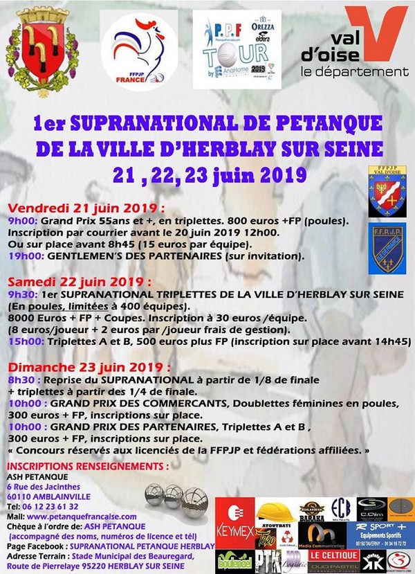 1 er SUPRANATIONAL DE PETANQUE DE LA VILLE D ' ERBLAY SUR SEINE 