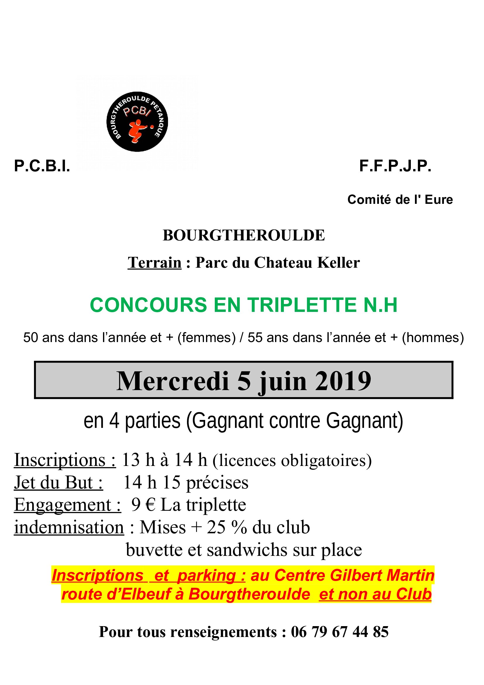 Concours +55 ans mercredi 5 juin à Bourgtheroulde Concours +55 ans mercredi 5 juin à Bourgtheroulde