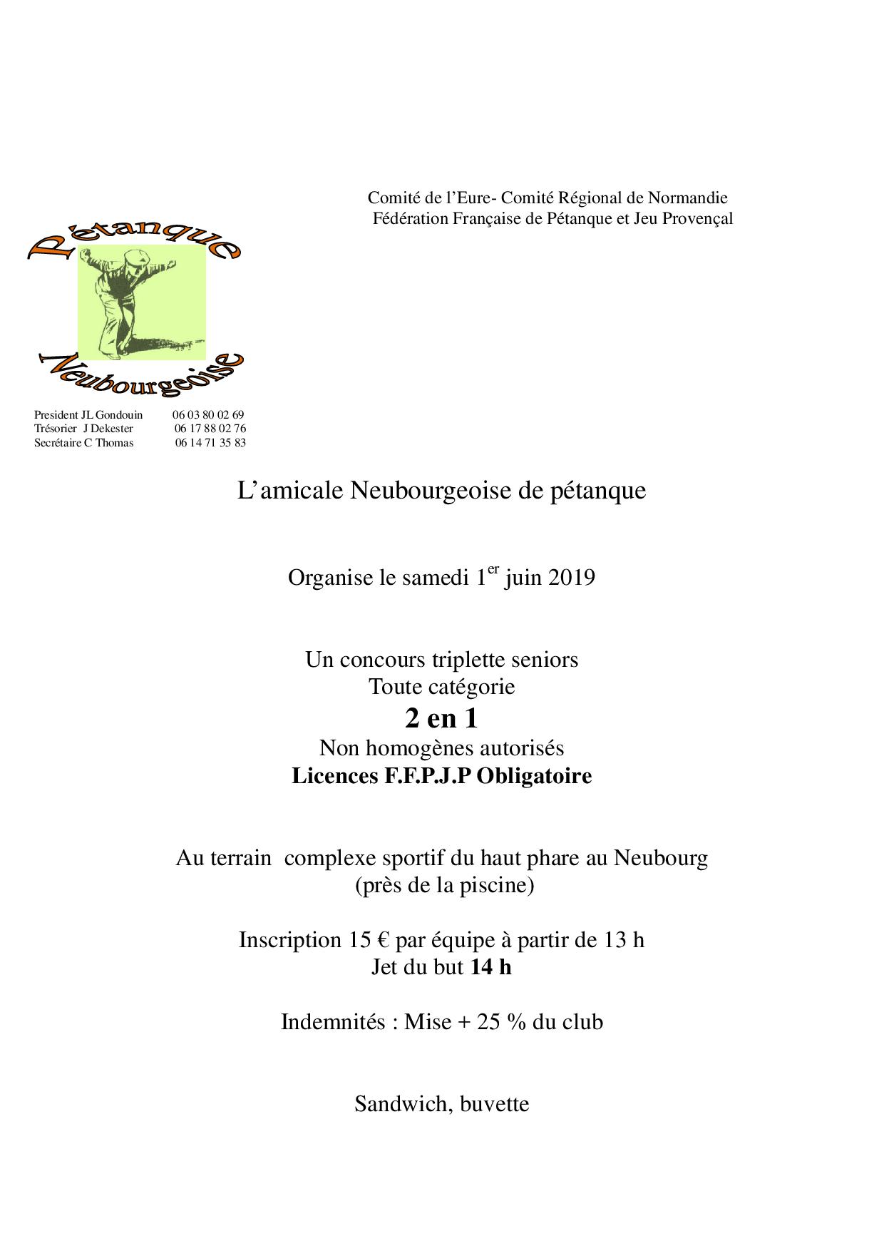 Concours 1er Juin au Neubourg