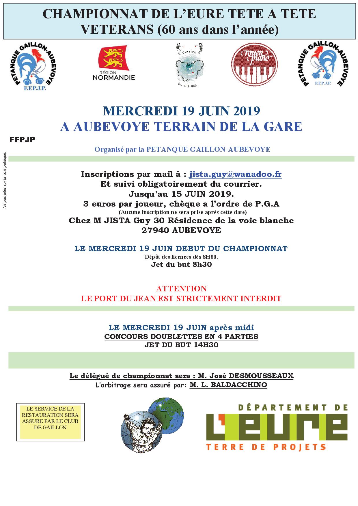 Championnat de L'EURE tete a tete veterans Championnat de L'EURE tete a tete veterans