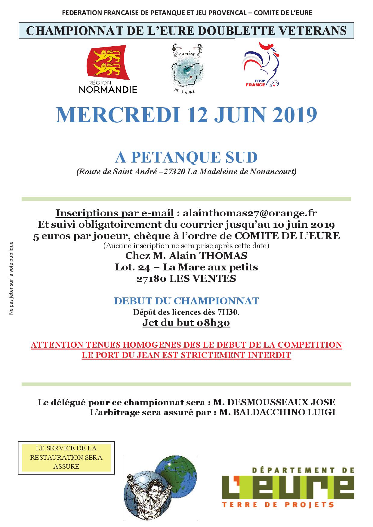 Championnat Eure Doublette Vétéran Championnat Eure Doublette Vétéran