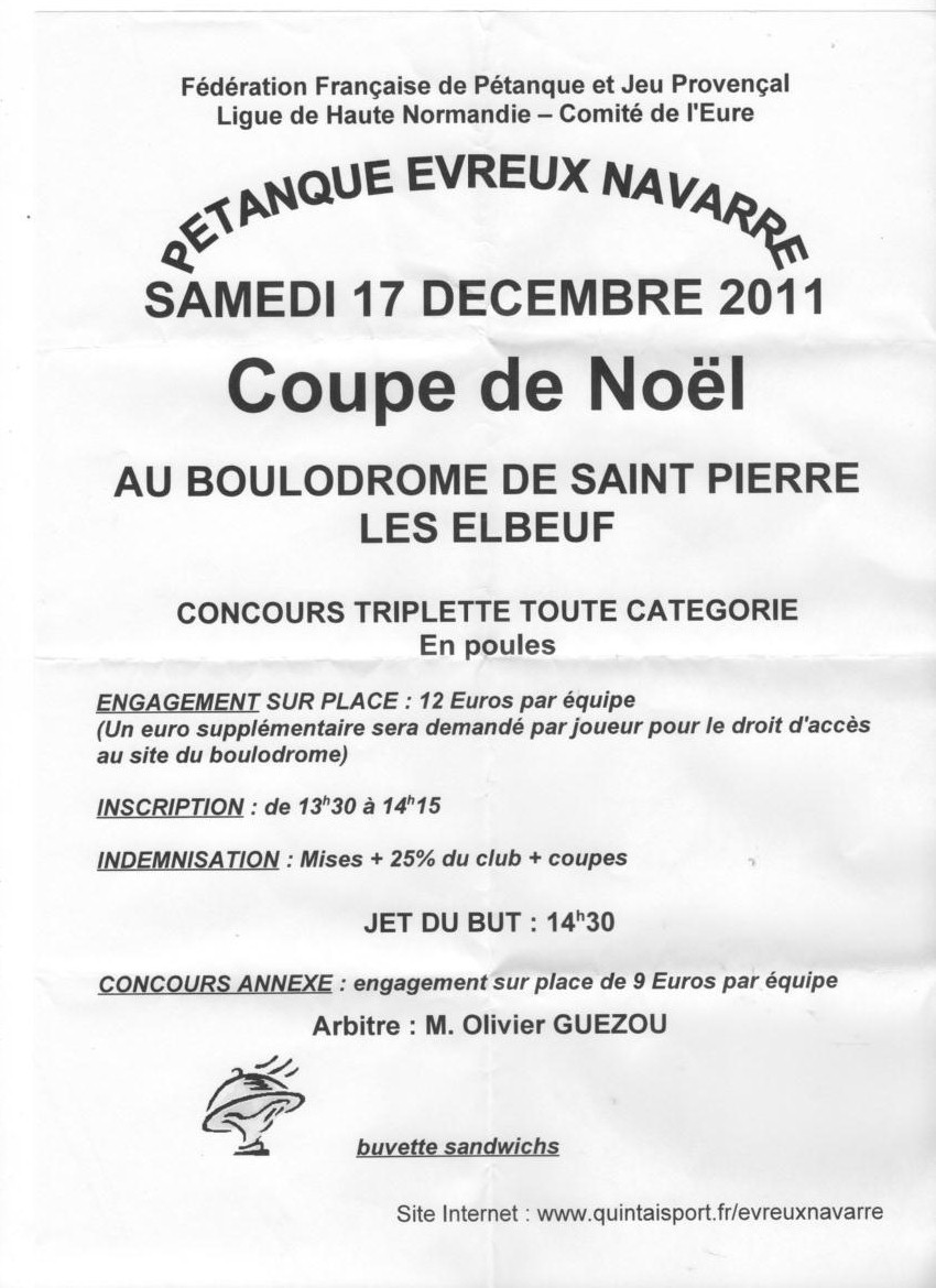 COUPE DE NOEL Samedi 17 décembre COUPE DE NOEL Samedi 17 décembre