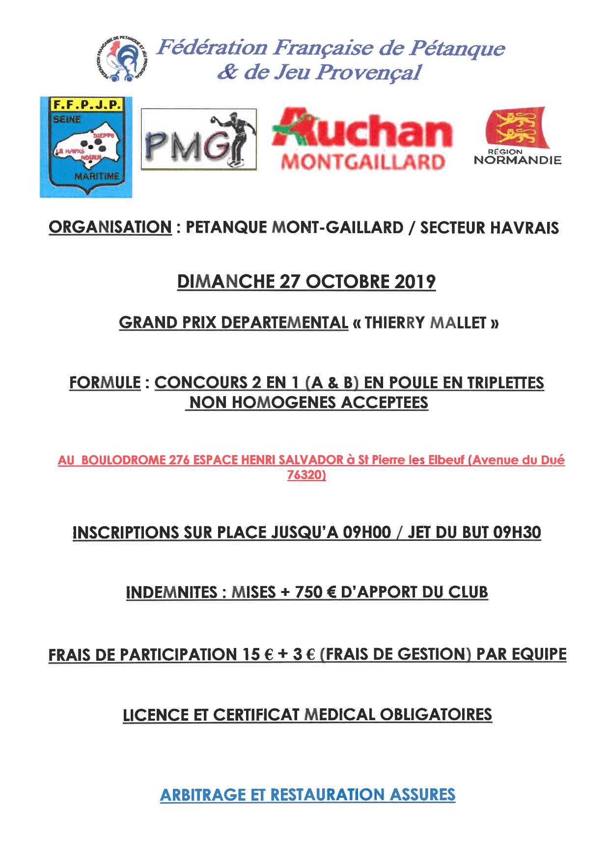 CONCOURS 27 OCTOBRE au Boulodrome