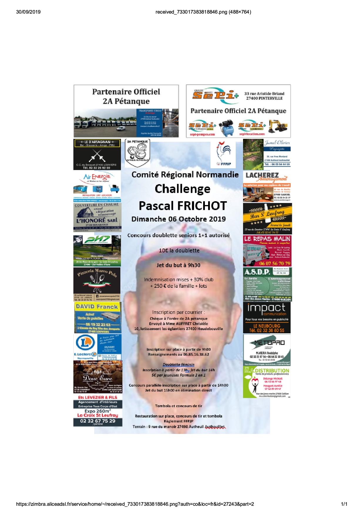 Challenge Pascal Frichot Dimanche 6 octobre