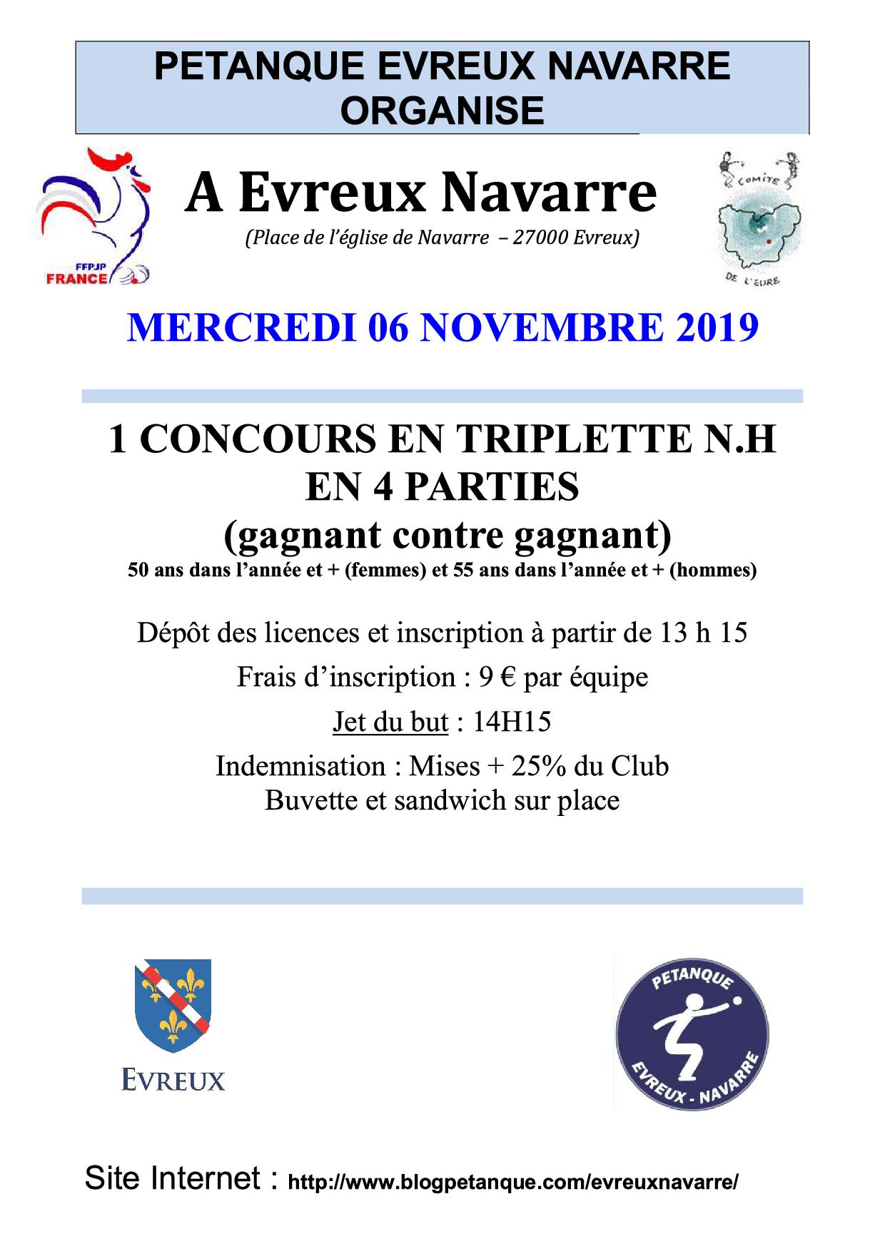 Concours +55 ans Navarre le 6 Novembre