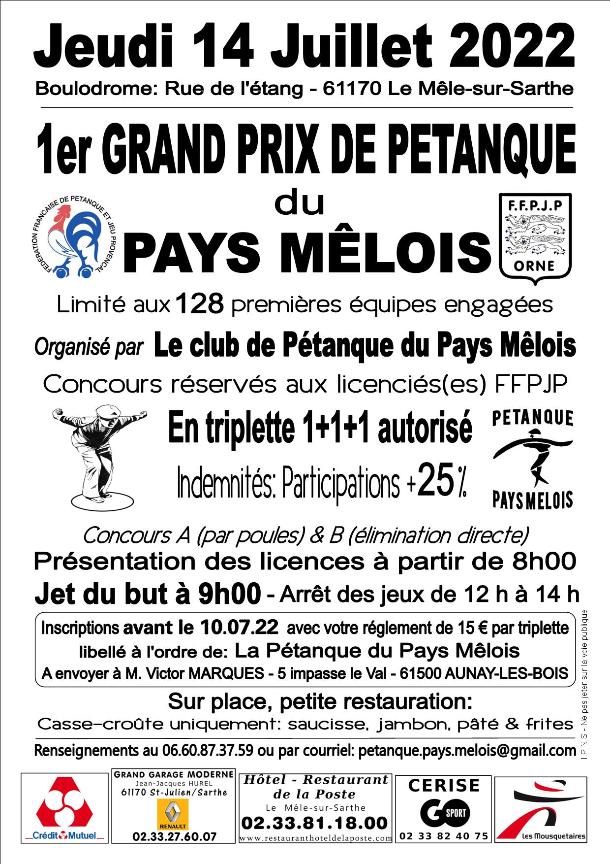 Grand Prix   à Le Mele sur Sarthe le 14 juillet Grand Prix   à Le Mele sur Sarthe le 14 juillet