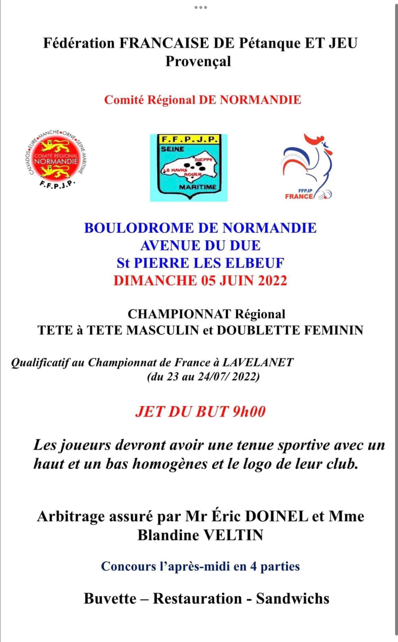 Championnat Normandie X 1 Homme et X2  Femme