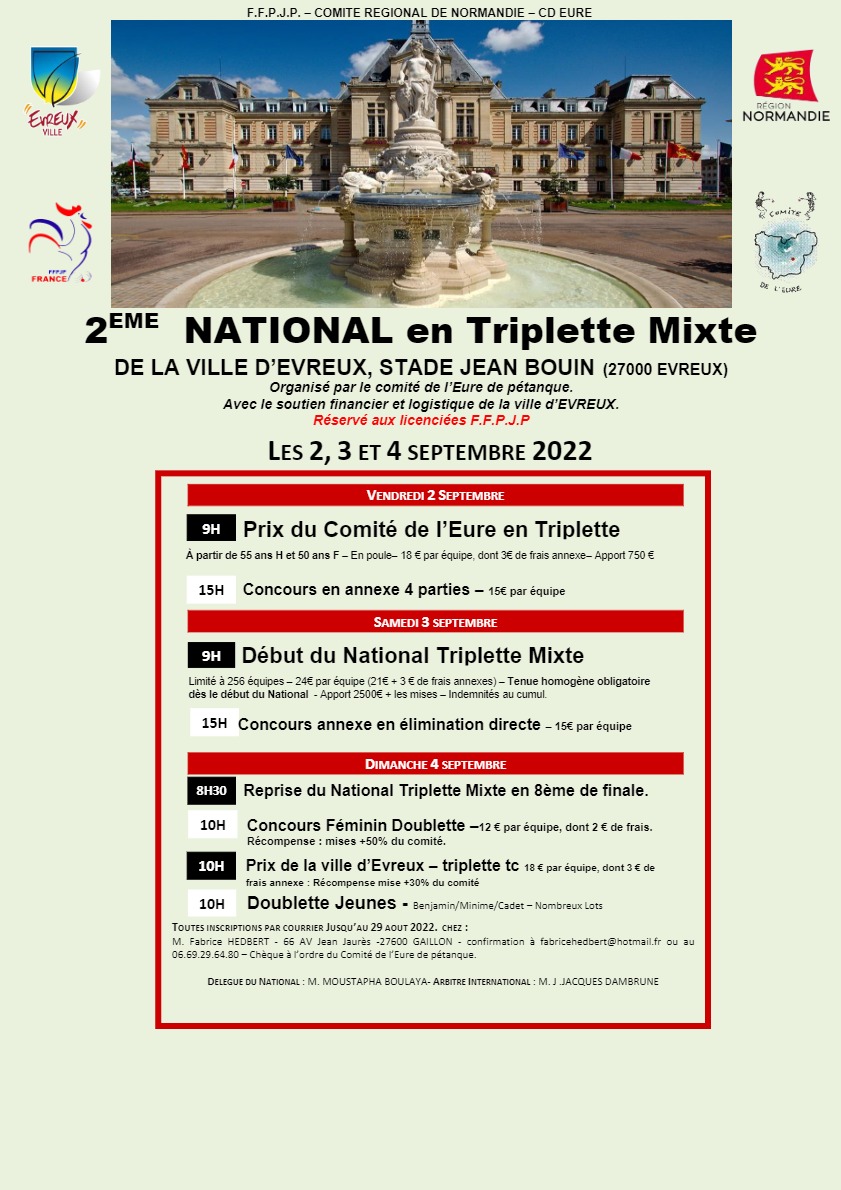 National d'Evreux  2 ,3 et 4 septembre National d'Evreux  2 ,3 et 4 septembre