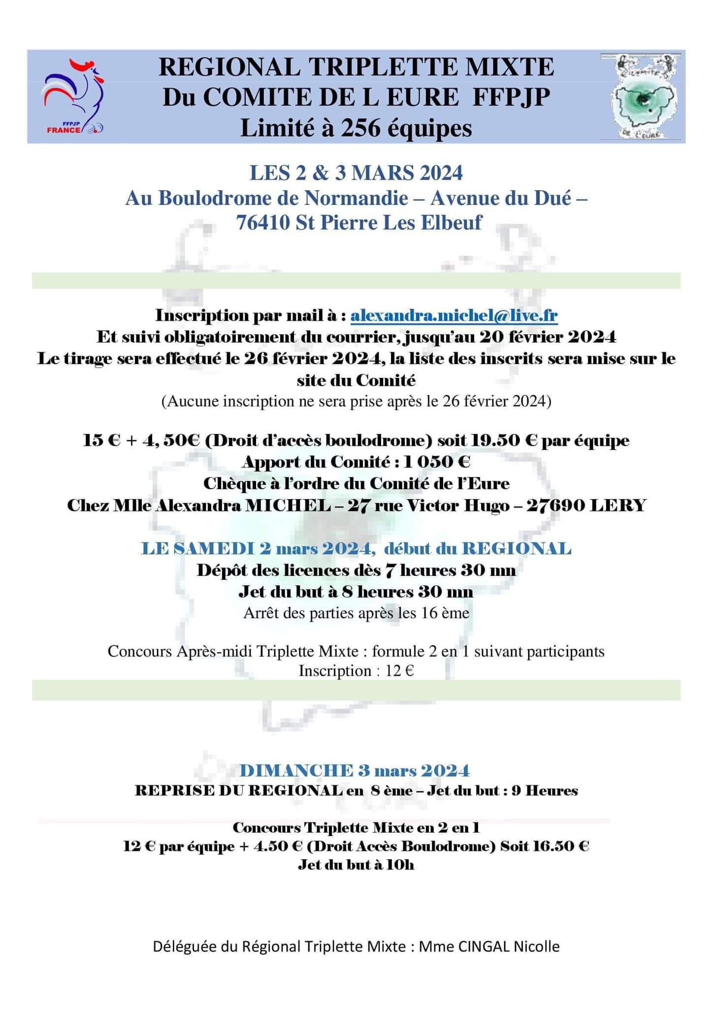 Concours régional x3 mixte au boulodrome 276 Concours régional x3 mixte au boulodrome 276