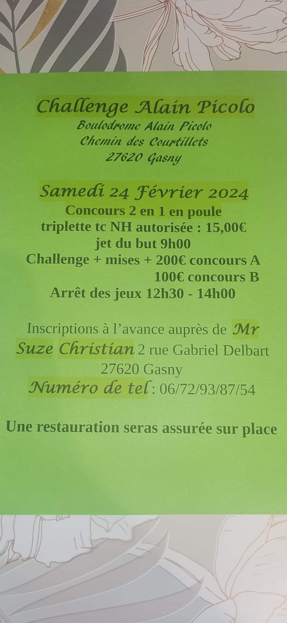 Challenge Picolo à Gasny 24 février Challenge Picolo à Gasny 24 février