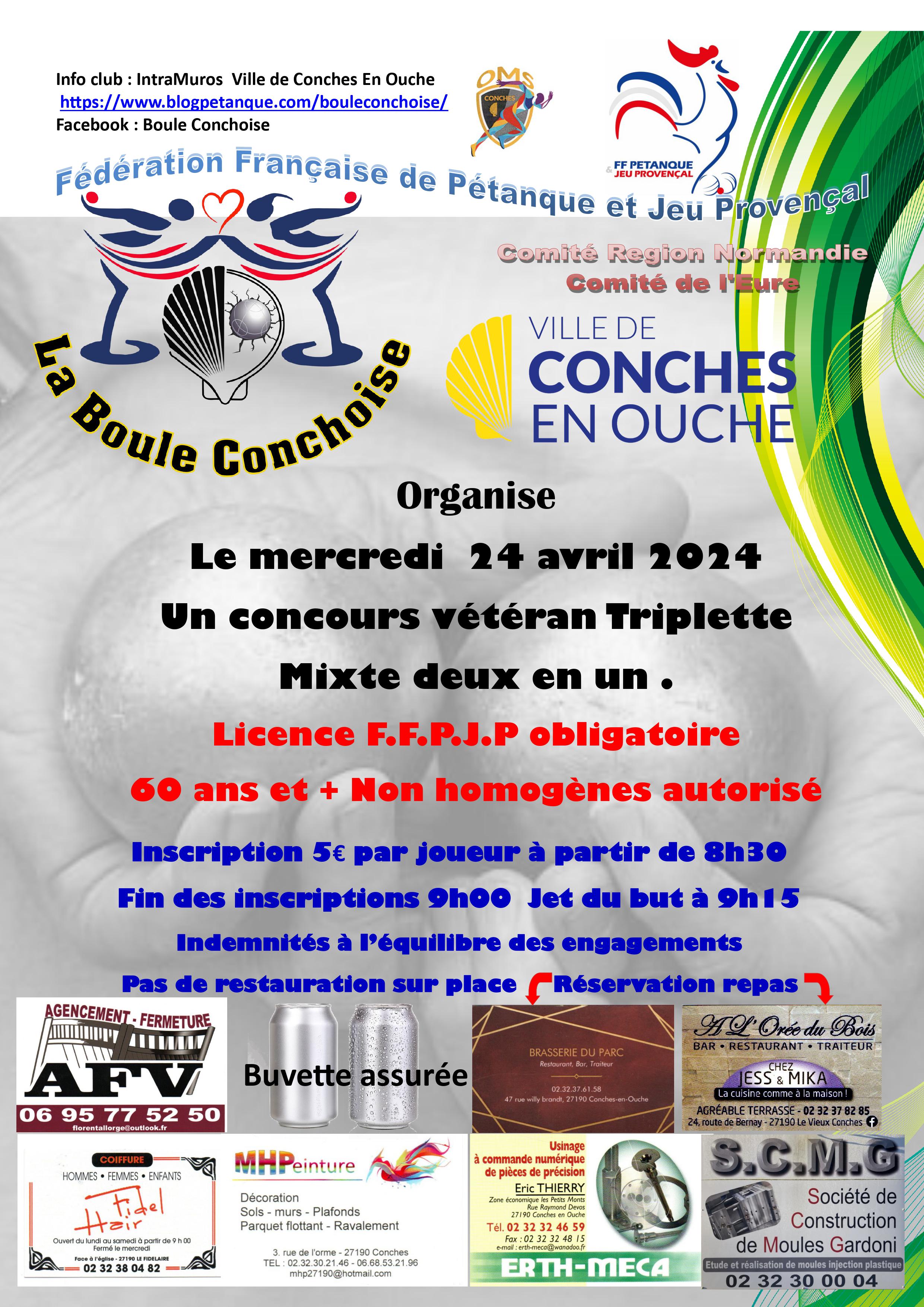 Triplette Mixte veteran à Conches
