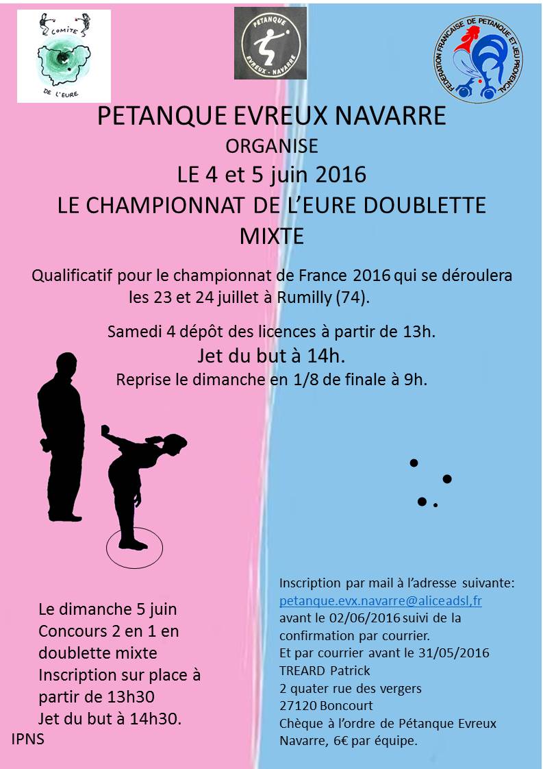Championnat de l'Eure Doublette Mixte le Championnat de l'Eure Doublette Mixte le