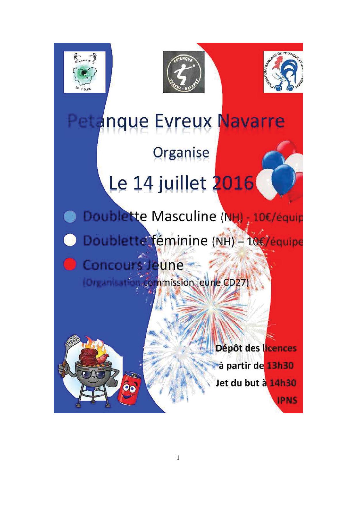 Concours à NAVARRE le 14 juillet Concours à NAVARRE le 14 juillet