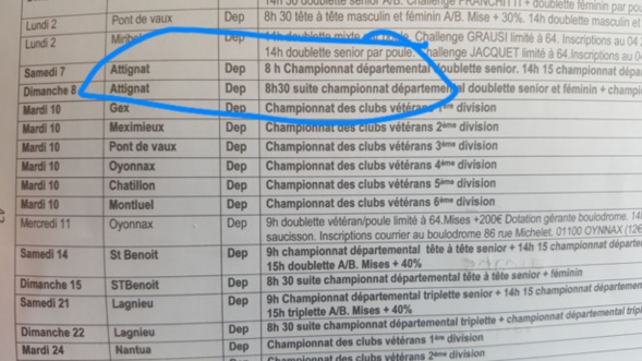 ATTENTION !!!!!! championnat doublette ATTENTION !!!!!! championnat doublette