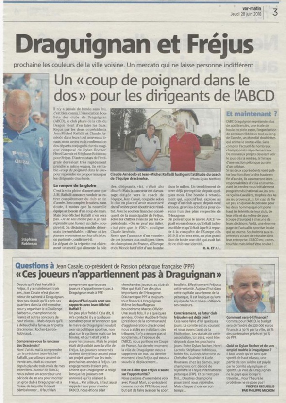 La DREAM TEAM quitte DRAGUIGNAN pour le nouveau club de FREJUS. La DREAM TEAM quitte DRAGUIGNAN pour le nouveau club de FREJUS.