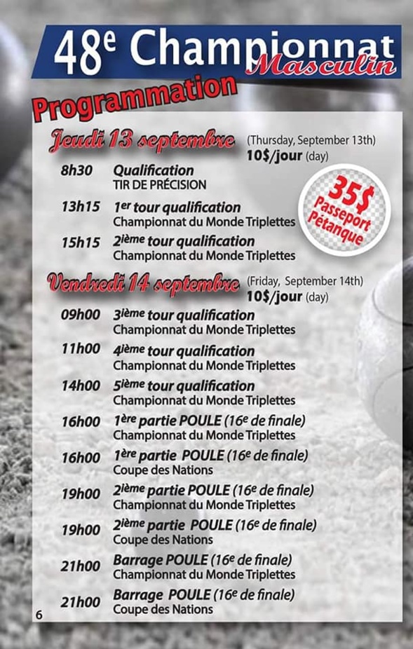 Championnat du monde triplette masculin et tir de précision Championnat du monde triplette masculin et tir de précision